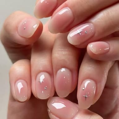 Nymora 24 Stück Press On Nails, Extra Kurze Kunstnägel zum Aufkleben, Falsche Nagelspitzen für Frauen Mädchen, Nägel kurz