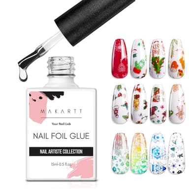 Makartt Nagelfolie Nagel Kunst Folienkleber Gel für Folienaufkleber Nagel Transfer Tipps Maniküre 15 ml 1 Flasche Nagelhärtungslampe erforderlich Soak Off
