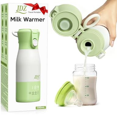 JDZ Flaschenwärmer Baby, Tragbarer Flaschenwärmer für Unterwegs 500ml, Bottle Warmer Tragbar 16000 mAh mit Type-C Kabel, Milchwärmer baby unterwegs, Geschenke für Mama- Camping und Reisen