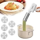 Hand Nudelpresse Elektrische, Elektrische Nudel Presse für Haushalt, Kabellose Automatische Spaghettieispresse, Hand Nudelmaschine Elektrische mit 5 Pressformen, 4 Zubehörteilen