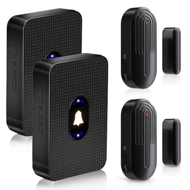 DAYTECH Kabelloser Türalarmsensor, Türöffner, Alarmklingel, Eingangsalarm für Zuhause, Geschäft, Büro, Sicherheit, 100 m Reichweite, 55 Klingeltöne, 5 Lautstärke, 2 Empfänger und 2 Sensoren