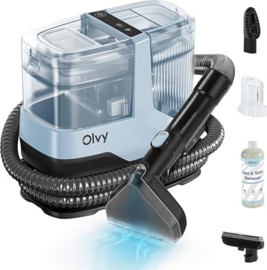 Olvy Teppichreiniger 2.0 - Leistungsstarker 17.000 PA Fleckenentferner mit 1,6m Schlauch, 4m Kabel, Selbstreinigungsfunktion & 500ml Reinigungsmittel - Teppich, Sofa, Matratze & Auto