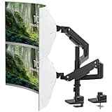 PUTORSEN Monitorhalterung 2 Monitore für 17 bis 49 Zoll Bildschirm, Gasfeder Dual Monitore Tischhalterung Höhenverstellbar Schwenkbar Monitor Halterung, Gewicht 2-20 kg pro Arm, VESA 75/100mm