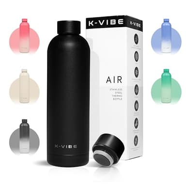 K-VIBE Isolierte Trinkflasche 750 ml – Edelstahl Thermosflasche doppelwandig & kohlensäuregeeignet – BPA-frei & auslaufsicher – hält 12h heiß / 24h kalt – Wasserflasche für Schule, Büro & Outdoor