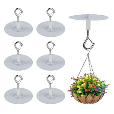 XhjzgcTech 6 Stück Klebehaken Extra Stark Deckenhaken Selbstklebende Deckenhaken Ohne Bohren, Schwerlast Decke Wandhaken Mit Sicherung für Bad Küche Büro Pflanzen Blumentöpfe Dekorative Lampe