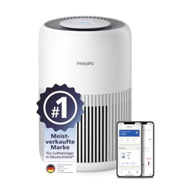 Philips Luftreiniger 900 Serie, HEPA NanoProtect + Aktivkohlefilter, CADR 250m³/h für 65m² Allergiker, leise, intelligent und energieeffizient (AC0950/10)