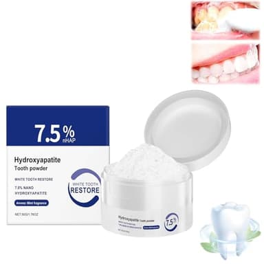 7.5% Hydroxyapatit Zahnpulver Für Zahnschmelzschutz,Zahnpasta Hydroxylapatit Für Empfindliche Zähne,Zahnstärkung,Sanfte Minze,Frischer Atem(50g)