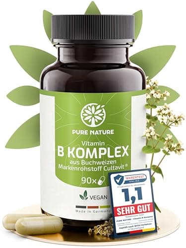 Vitamin B Komplex hochdosiert rein aus Buchweizen I 1000 mg Tagesdosis 8in1 B Vitamine I 90 Kapseln I Höchste Bioverfügbarkeit I Alle B-Vitamine I mit B12 Vitamin OHNE Zusätze