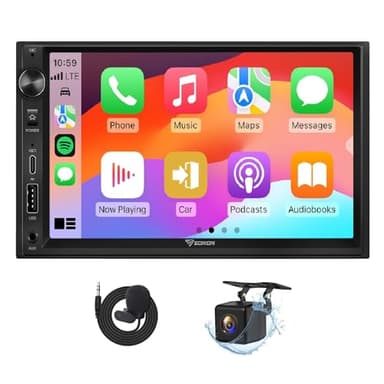 Eonon 7 Zoll Android 14 Doppel-Din-Autoradio 3+32GB GPS Navigationssystem CarPlay Android Auto Screen Mirroring Bluetooth Touchscreen WiFi DSP RDS USB Rückfahrkamera UX7