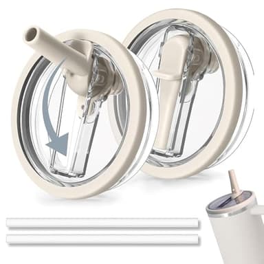 Stanley cup Deckel, 2 Stück Ersatzdeckel für 40oz Becher mit 2 Trinkhalmen, Wiederverwendbarer Auslaufsichere und Staubdichte Tumbler Stanley Deckel