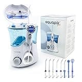 Aquapik® PRO Professionelle Munddusche | Entfernt Plaque + Von Zahnärzten empfohlen + Pflegt Ihre Implantate und Zahnspangen | Munddusche mit 8 Düsen + 10 Druckstufen + 600 ml Kapazität