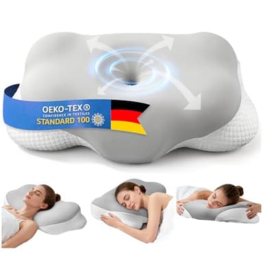 Ecliptron Memory Foam Kissen, Ergonomisches Nackenkissen Kopfkissen, Atmungsaktives Nackenstützkissen mit abnehmbarem Bezug, Seitenschläferkissen für Seiten, Rücken & Bauchschläfer (Grau)