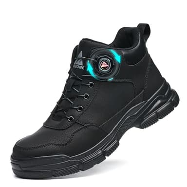 AOACOEBN Sicherheitsstiefel Herren Damen Sicherheitsschuhe Leicht Wasserdicht Arbeitsschuhe rutschfest Hoch Stahlkappenschuhe Arbeitsstiefel mit Drehverschluss，Schwarz，41 EU