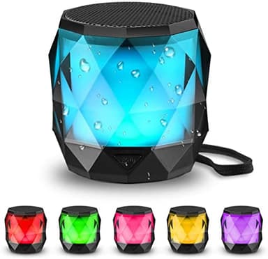 LFS klein Bluetooth Lautsprecher mit Licht, mini Tragbarer Bluetooth Box wasserdicht, Freisprechfunktion für Phone, Kabelloser Lautsprecher für iPhone, Galaxy usw