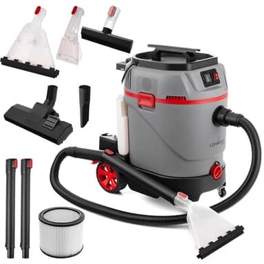 LEHMANN Primewash 2800 Waschsauger, Profi Teppichreiniger & Polsterreiniger mit Heißwasser 60°C, Nass- & Trockensauger mit 35 L Tank, Sprühextraktionsgerät für Textilien & Böden, Grau