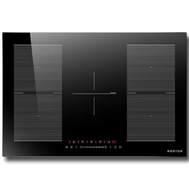 NOXTON Induktionskochfeld 5 Platten 77cm mit 2 Flex Zone, Einbau Induktionsherd mit 9 Stufen Induktion, Timer, Sicherheitsschloss, 220-240V, 7200W
