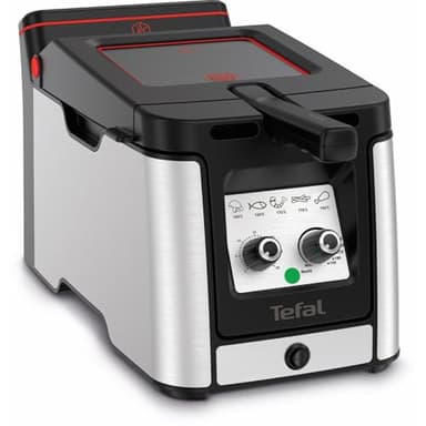 Tefal Clear Duo Fritteuse, frittieren mit weniger Rauch/Gerüchen, Kapazität 1,2 Kg, Thermostat, Timer, großes Sichtfenster ohne Beschlagen, spülmaschinenfest, schwarz, Edelstahl, Friteuse FR600D