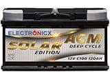 Solarbatterie 12V 120AH Electronicx Solar Edition AGM Batterie Solar Akku Versorgungsbatterie stromspeicher photovoltaik Camping Solaranlage Gartenhaus