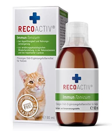 RECOACTIV Immun Tonicum für Katzen - 1 x 90 ml - Diät-Ergänzungsfuttermittel & Appetitanreger zur Anwendung bei Untergewicht, Mangelerscheinungen, gestörter Nahrungsaufnahme und in der Rekonvaleszenz