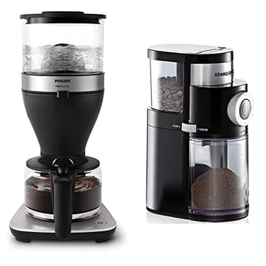 Philips Filterkaffeemaschine – 1.25L-Fassungsvermögen, bis zu 15 Tassen, Boil & Brew, schwarz/silbern (HD5416/60) & ROMMELSBACHER Kaffeemühle EKM 200, Füllmenge Bohnenbehälter 250 g, 110W, schwarz