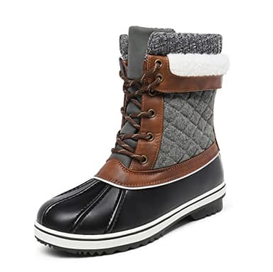 DREAM PAIRS Damen-Schneestiefel,Size 39,Schwarz/Grau,MONTE_01