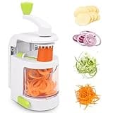Dreamhigh® Spiralschneider Gemüse, 4 in 1 Zucchini Spaghetti Schneider mit Auffangbehälter, BPA-frei, Gemüse Spiralschneider für Karotte, Gurke, Kartoffel, Kürbis, Zucchini, Zwiebel