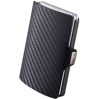 I-CLIP Original Mini Wallet mit Geldklammer - Slim Wallet - Leder Geldbörse - Portemonnaie - Kartenetui - Carbon Optik mit schwarzem Rahmen