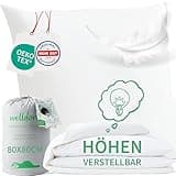 Welldora Premium Kopfkissen 80x80 höhenverstellbar | 100% Daunenfasern & Federn | Ergonomische Innovation: anpassbar fest bis weich | Kissen fachärztlich geprüft, Oeko-Tex Zertifiziert in Deutschland