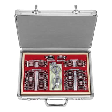 104 Stück Trial Lens Testlinsen-Set Optik Linsen Brillen Test Set Trial Lens Set mit 2,8kg Tragetasche für Optiker Sehzentren und Krankenhäuser Die einteilige Konstruktion