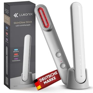 Lukonix EMS Gua Sha Gesichtsmassagegerät gegen Falten [5-in-1] Face Massager Massagegerät Gesicht Rotlichttherapie Face Lifting Gerät Blaulicht & violettem Licht tragbar+wiederaufladbar akku Standfuß
