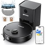 BPMIO Saugroboter mit Absaugstation 3-1, 5000Pa Staubsauger Roboter mit Wischfunktion, 55 dB Roboterstaubsauger mit WiFi/App/Alexa, 150 Min Laufzeit, APP Steuerung, 30 No-Go Zonen (B15 Plus)