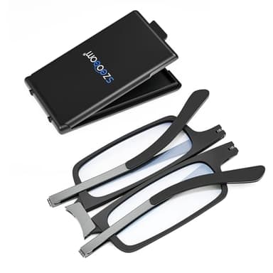 SZEOEOM Ultra dünn Faltbar Lesebrille Ultraleicht Blaues Licht Faltbare Lesegeräte zum Männer Frau Kompakt reisen tragbar Rechteck Brillenetui (Schwarz, 1.5, diopters)