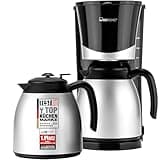 Clatronic® Kaffeemaschine mit Thermokanne | inkl. 2 Thermokannen je 1 Liter | Kaffeeautomat für 8-10 Tassen Filterkaffee | Tropfstopp & Auto-Abschaltung | Filtereinsatz herausnehmbar | KA 3328 schwarz