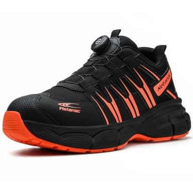 Netanac Arbeitsschuhe Herren Leicht Sicherheitsschuhe, Stahlkappenschuhe Damen, Atmungsaktive Bequeme &Breite Passform, Gummisohle,Orange,EU43