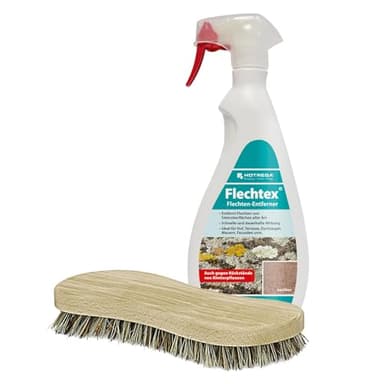 HOTREGA Flechten Entferner Pilz-Entferner, Algen-Enferner, Flechtenentferner, Algenentferner (750ml inkl. Schaumsprühkopf, Wurzelbürste)