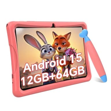 TABWEE Kinder Tablet 10 Zoll, Android Tablet Kinder ab 3-14 Jahre, 12GB RAM + 64GB ROM + 2TB Erweiterbar, WiFi, Widevine L1, 5000mAh, Quad Core, Elterliche Kontrolle, Kids Tablet mit Eva Case