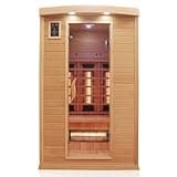 Dewello® Infrarotkabine Infrarotsauna Hyder 115x105 für 1-2 Personen aus Hemlock Holz mit Vollspektrumstrahler, LED-Farblicht, Bluetooth, FM,MP3,USB