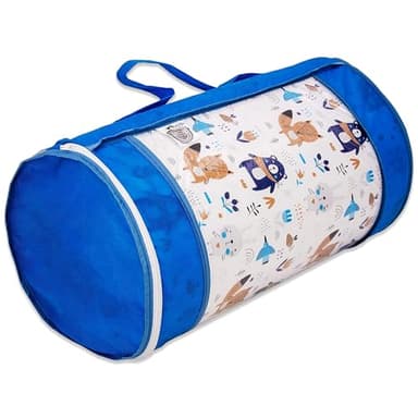 Best For Kids Kindermatratze 70x140 | Kinder Klappmatratze mit Blauem Reisetaschen-Bezug |Matratze 70x140 aus 100% kuschelig weicher Baumwolle |Reisebett-Matratze | Bodenmatratze Kinder Waldtiere
