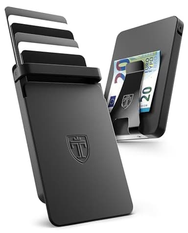 TRAVANDO SLYDE Aluminium Kartenetui mit RFID Schutz - Kartenhalter mit Geldklammer für 9 Karten - Kreditkartenetui Portmonee Herren Slim Wallet (8-9 Karten)