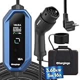 Chargingo Typ 2 Ladekabel Schuko 3,68kW 6-16A Einstellbarer Strom mit LCD-Display, 5M Kabel, Tragbares EV Ladegerät für Allen Elektroautos IEC 62196-2 Typ 2 und CCS2-Stecker, IP65
