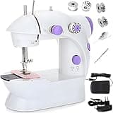 Retoo 230V Elektrische Mini-Nähmaschine mit 2 Geschwindigkeiten und Fußpedal, Automatisches Nähset mit 1 Garnspulen, 3 leeren Spulen und Nadel, Automatisches tragbares Nähset, Weiß