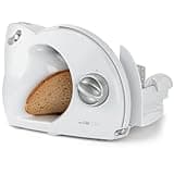 Clatronic® Allesschneider | 3 Stufen | Brotschneidemaschine mit Edelstahl Spezialmesser | stufenlos einstellbare Schnittstärke | 180 Watt | Fingerschutz | für Obst, Brot, Käse uvm. | AS 2958 weiß