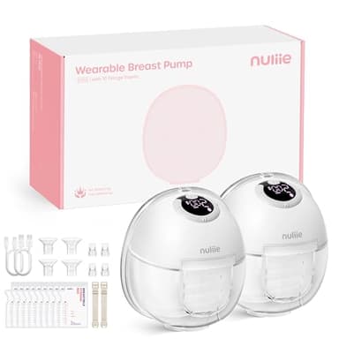 Nuliie Milchpumpe Elektrisch tragbare S32, Elektrische milchpumpe freihändig 4 Modi 9 Stufen mit 18/21/24 mm komfortabler Flansch, Privat, mit Ersatzzubehör im Lieferumfange (2 Packs, Weiß)