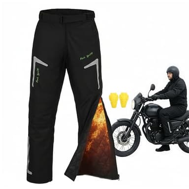 oFzimTo Motorradhose Herren CE Level 1 Protektoren – Wasserdicht Winddicht Winter Motorrad Überhose mit Thermofutter, reflektierenden Streifen für Touring & Pendeln (Schwarz,L)