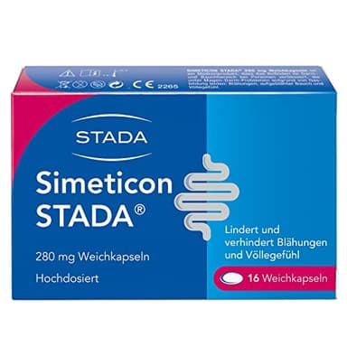 STADA SIMETICON 280mg - Medizinprodukt zur Linderung gasbedingter Beschwerden wie Bauchkrämpfe, Blähungen und Völlegefühl - 1 x 16 Weichkapseln