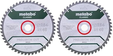 metabo Kreissägeblatt "precision cut wood - classic" – 254 x 30, Z48 WZ 5°neg. – 628061000 – Für halbstationäre Kreissägen – Sägeblatt für Holz – 48 Zähne (Packung mit 2)
