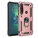 DEDUX Hülle für Motorola Moto G8 Plus [Tough Armour Series] Rugged Anti-Scratch PC Rückwand Schale + Shockproof TPU + Faltbarer Halterungen.Roségold