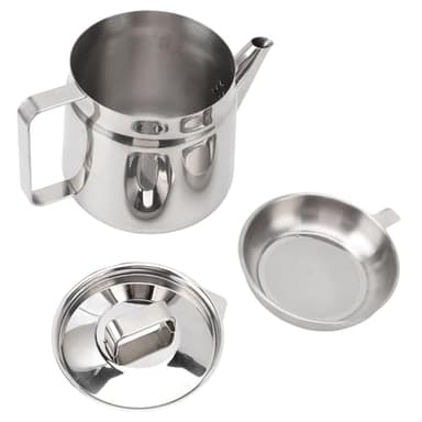 Fettkanne Edelstahl Mit Sieb, 1.5L Ölbehälter Für Küche Und Fritteuse - Robuster Frittierfett Tester, Leicht Zu Reinigen, Praktischer Ölfilter Für Gesundes Kochen