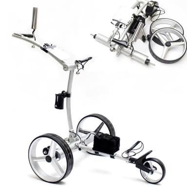 Elektrischer 3-Rad-Golftrolley – kompakt und leicht zu öffnen, 12 km/h Geschwindigkeit und 30° Steigfähigkeit, Golf-Push-Cart – leicht, GO/STOP-Speicherfunktion +9 Geschwindigkeiten