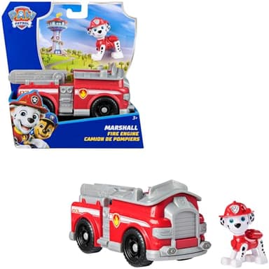 PAW PATROL - Marshall-Figur mit Feuerwehr-Fahrzeug, stabiles Basis-Fahrzeug (2025), authentisches Spielzeug zur Serie für Kinder ab 3 Jahren
